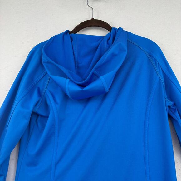 Athleta Sweatshirt Size M Blue Hooded Fleece Lined Hoodie Thumbholes Mock Neck - Picture 8 of 12